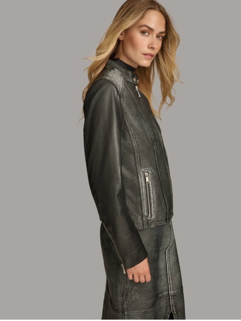 Black Leather Moto Jacket - Picture 4 of 15